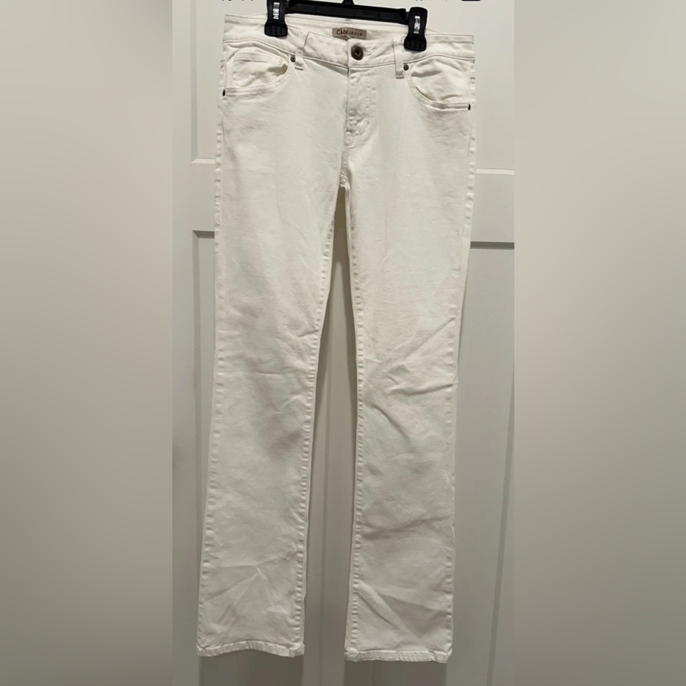 Cabi Baby Bootcut Women's Jeans Size 6 White Low Rise Stretch Denim #753L
